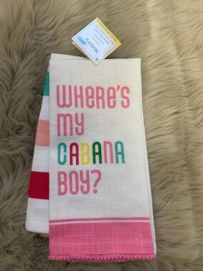 NWT Where’s My Cabana Boy Tea Towels - Pink, White, Multicolor